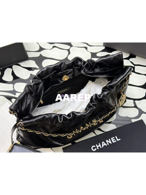 Replica Chanel 22 Handbag Shiny Calfskin & Gold Metal AS4486 Black 8
