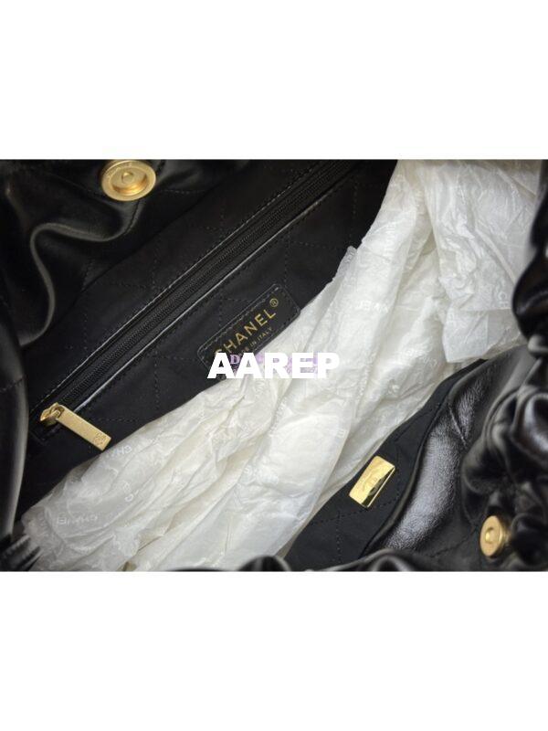 Replica Chanel 22 Handbag Shiny Calfskin & Gold Metal AS4486 Black 9