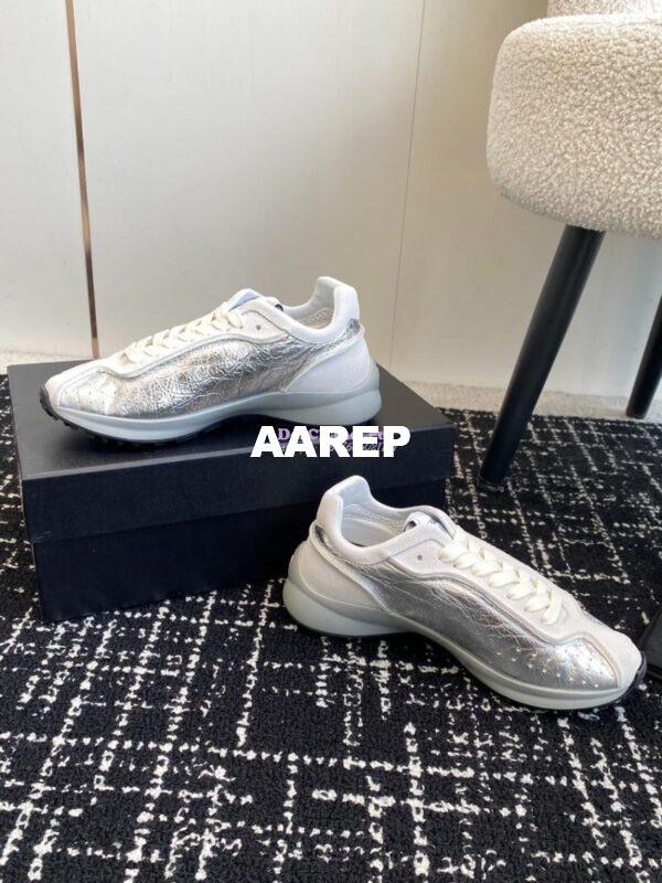 Replica Chanel Cruise 24/25 Trainer in Metallic Calfskin G46252 Silver 4