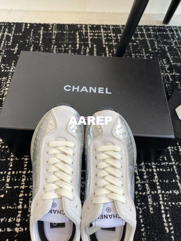 Replica Chanel Cruise 24/25 Trainer in Metallic Calfskin G46252 Silver 6