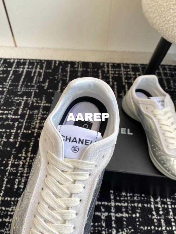 Replica Chanel Cruise 24/25 Trainer in Metallic Calfskin G46252 Silver 7