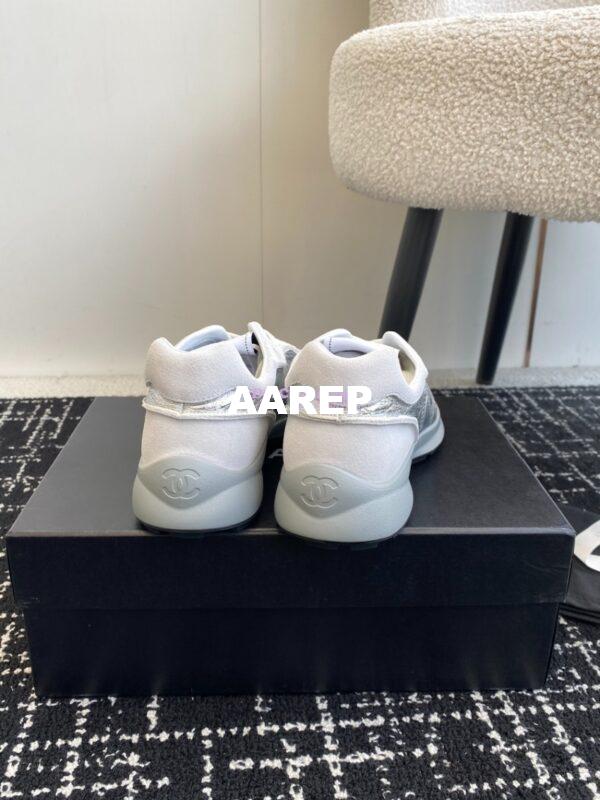 Replica Chanel Cruise 24/25 Trainer in Metallic Calfskin G46252 Silver 8