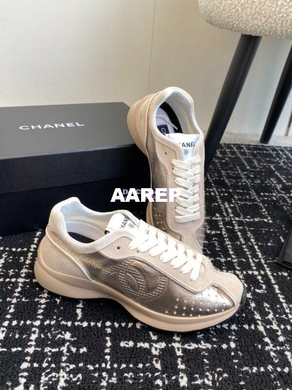 Replica Chanel Cruise 24/25 Trainer in Metallic Calfskin G46252 Gold 2