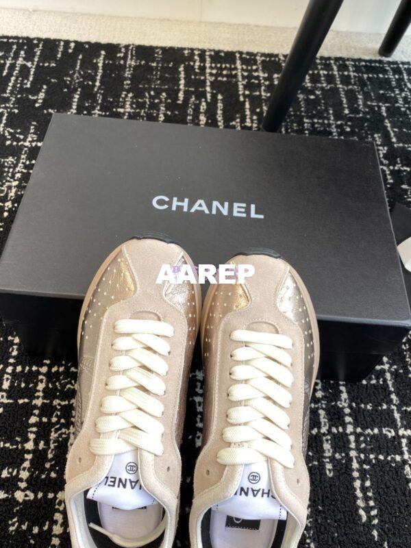 Replica Chanel Cruise 24/25 Trainer in Metallic Calfskin G46252 Gold 3