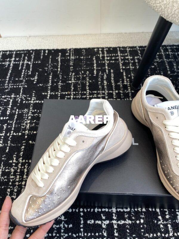 Replica Chanel Cruise 24/25 Trainer in Metallic Calfskin G46252 Gold 7