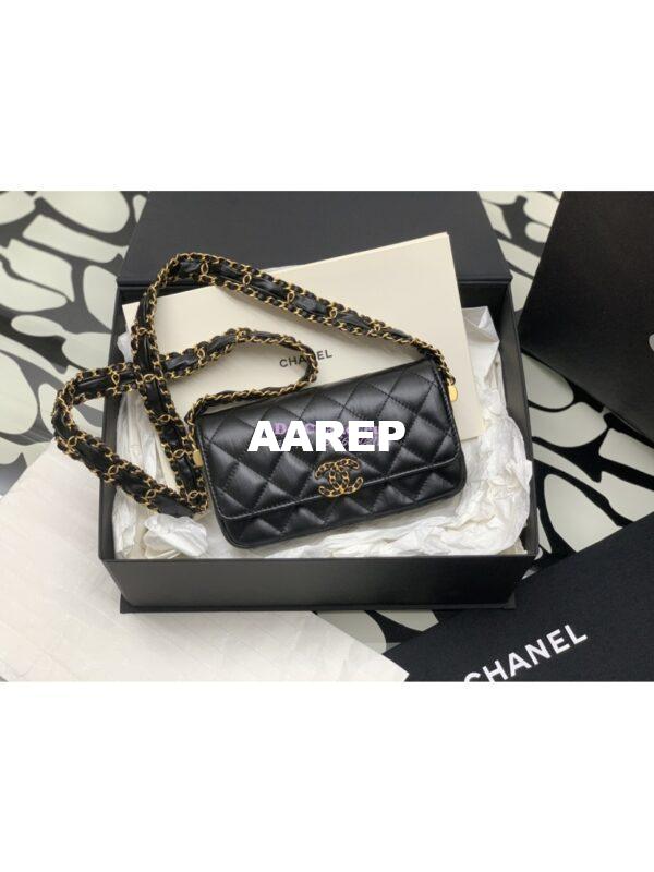 Replica Chanel 24FW Aged Calfskin Small Flap Chain Bag AS4424 Black