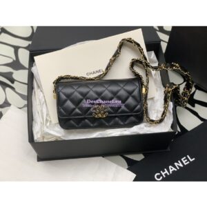 Replica Chanel 24FW Aged Calfskin Small Flap Chain Bag AS4424 Black 2