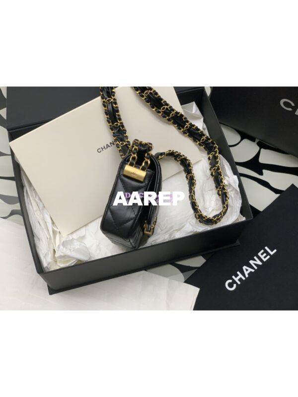 Replica Chanel 24FW Aged Calfskin Small Flap Chain Bag AS4424 Black 3