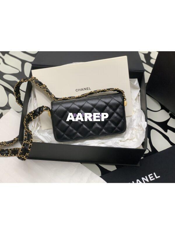 Replica Chanel 24FW Aged Calfskin Small Flap Chain Bag AS4424 Black 6