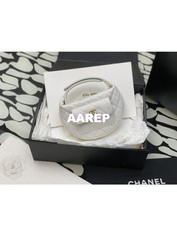 Replica Chanel Grained Calfskin Leather Clutch Bag AP3467 White 3