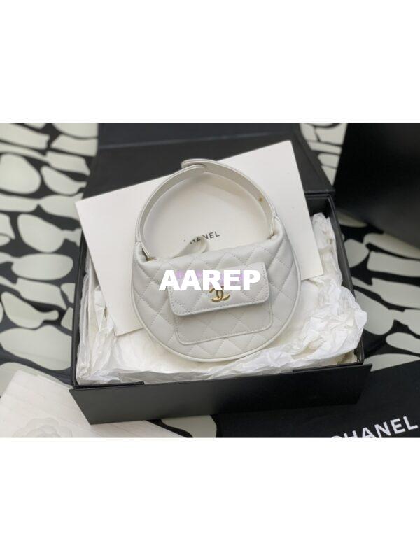 Replica Chanel Grained Calfskin Leather Clutch Bag AP3467 White 4