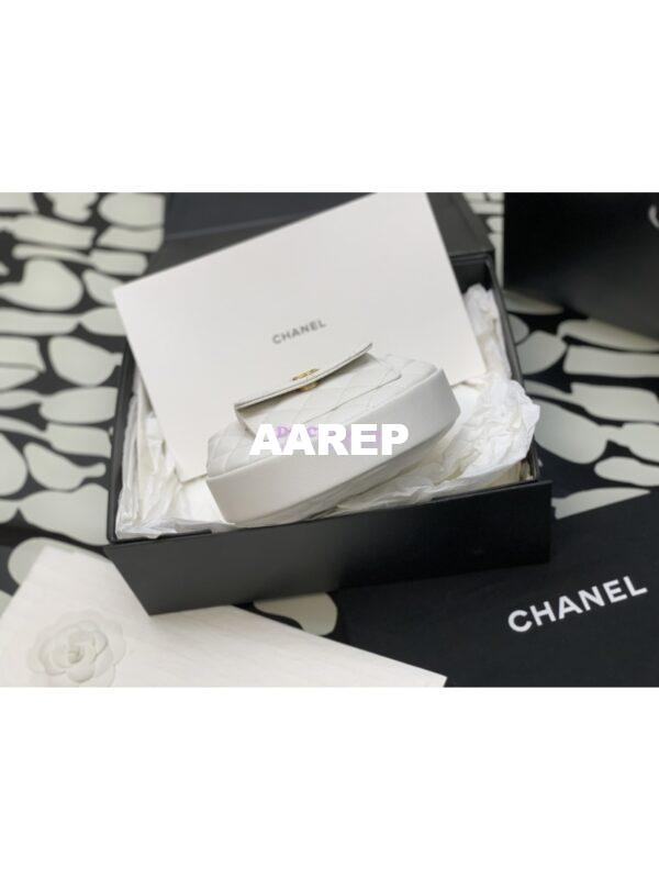 Replica Chanel Grained Calfskin Leather Clutch Bag AP3467 White 7