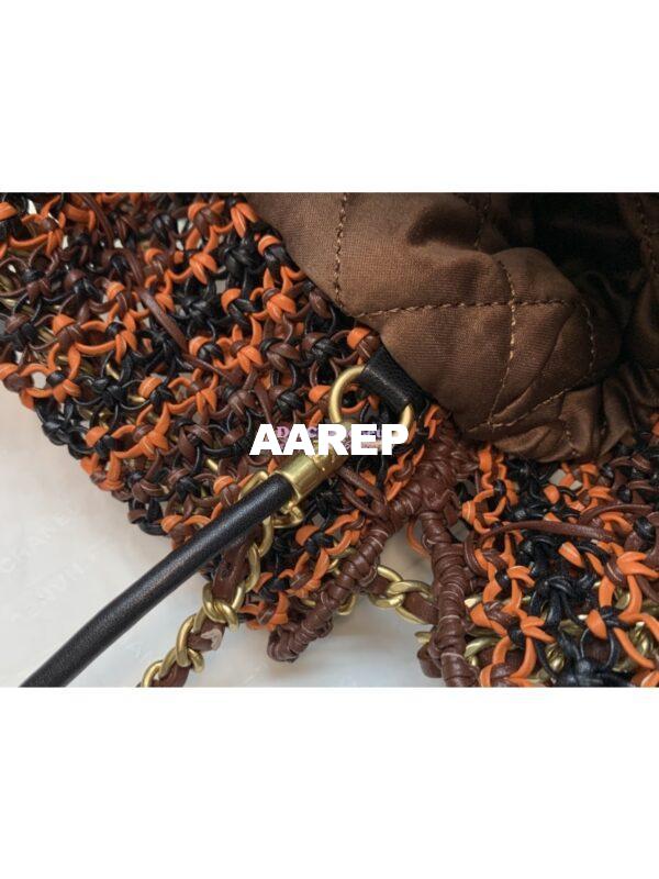 Replica Chanel Mini 22 Handbag Calfskin Macrame & Gold Metal AS3980 Orange, Burgundy & Black 7