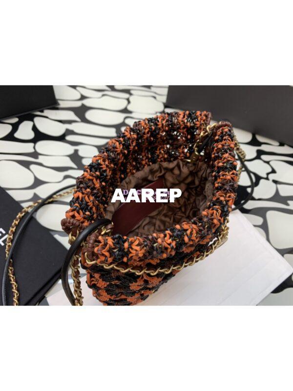 Replica Chanel Mini 22 Handbag Calfskin Macrame & Gold Metal AS3980 Orange, Burgundy & Black 8