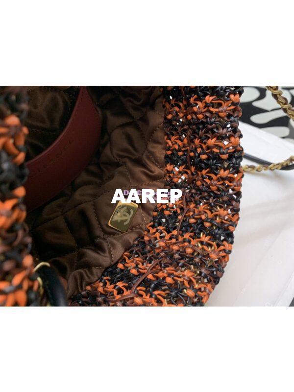 Replica Chanel Mini 22 Handbag Calfskin Macrame & Gold Metal AS3980 Orange, Burgundy & Black 9