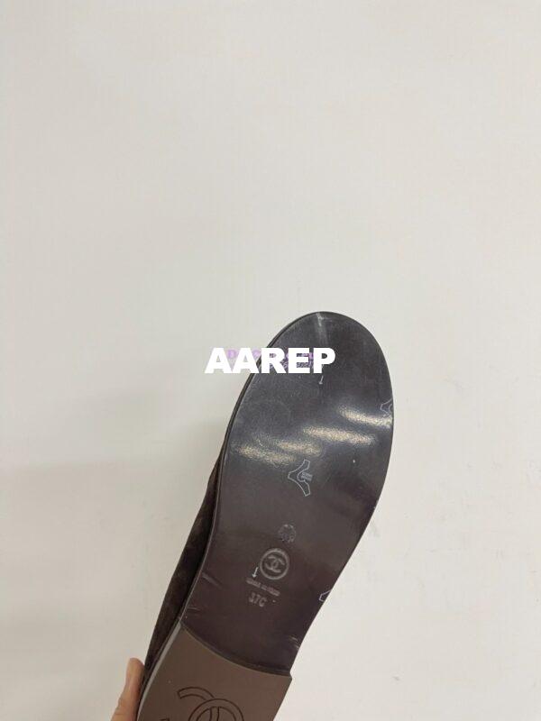 Replica Chanel 24P CC Suede and Wool Moccasins G45886 Dark Brown 11