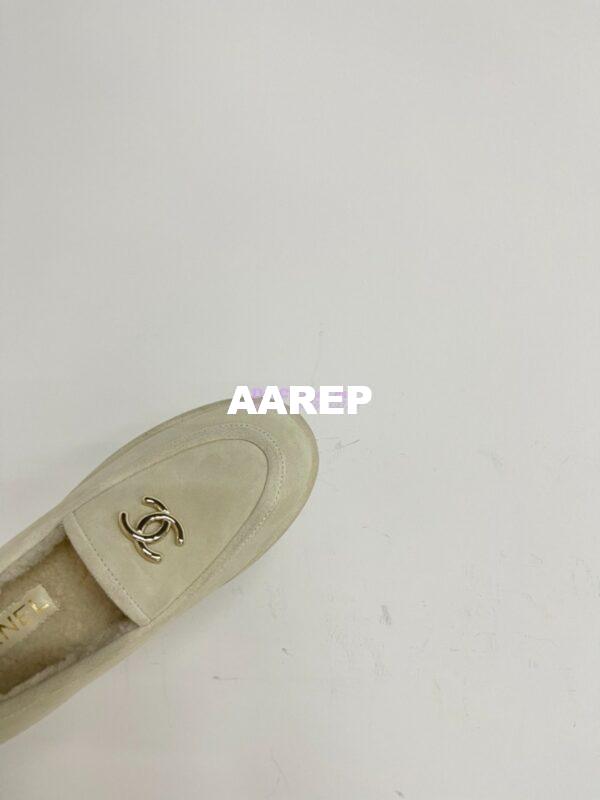 Replica Chanel 24P CC Suede and Wool Moccasins G45886 Ivory 6