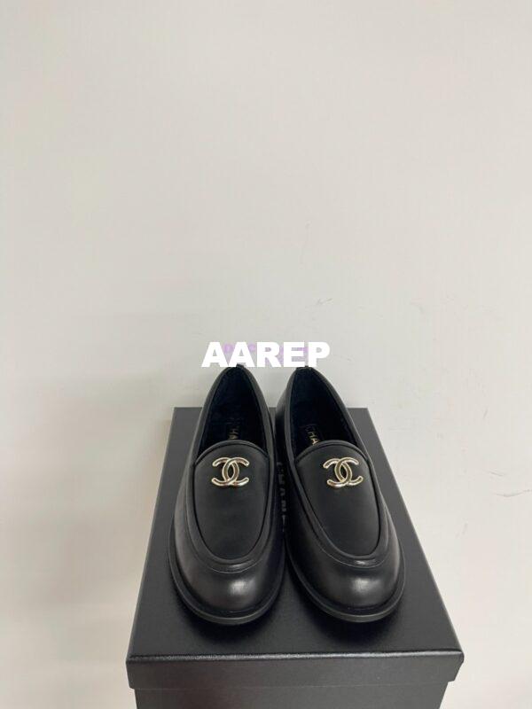Replica Chanel 24P CC Lambskin Moccasins G45886 Black 3