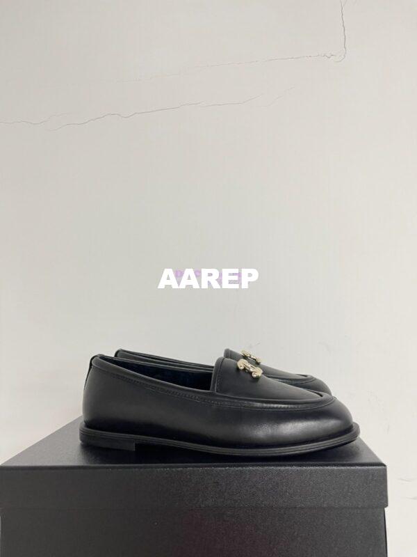 Replica Chanel 24P CC Lambskin Moccasins G45886 Black 4