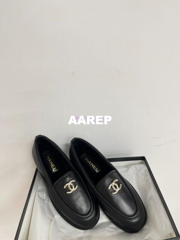 Replica Chanel 24P CC Lambskin Moccasins G45886 Black 8