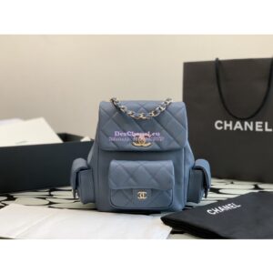 Replica Chanel Backpack Grained Shiny Calfskin AS4398 Denim