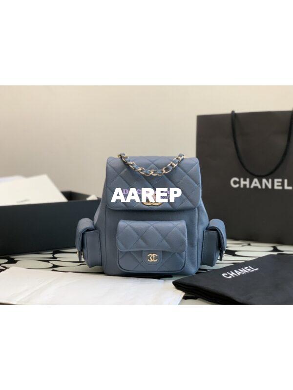 Replica Chanel Backpack Grained Shiny Calfskin AS4398 Denim 3
