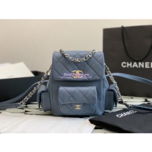 Replica Chanel Backpack Grained Shiny Calfskin AS4398 Denim 2