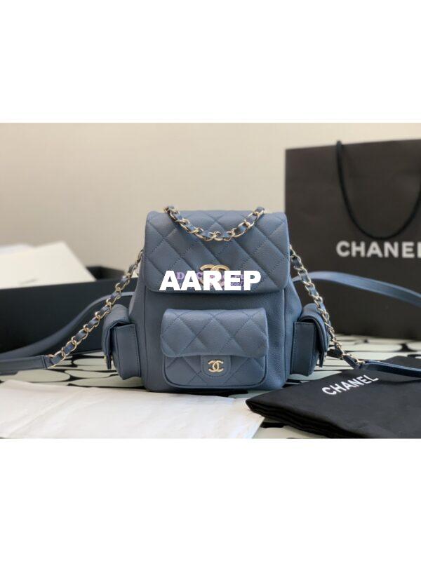Replica Chanel Backpack Grained Shiny Calfskin AS4398 Denim 4