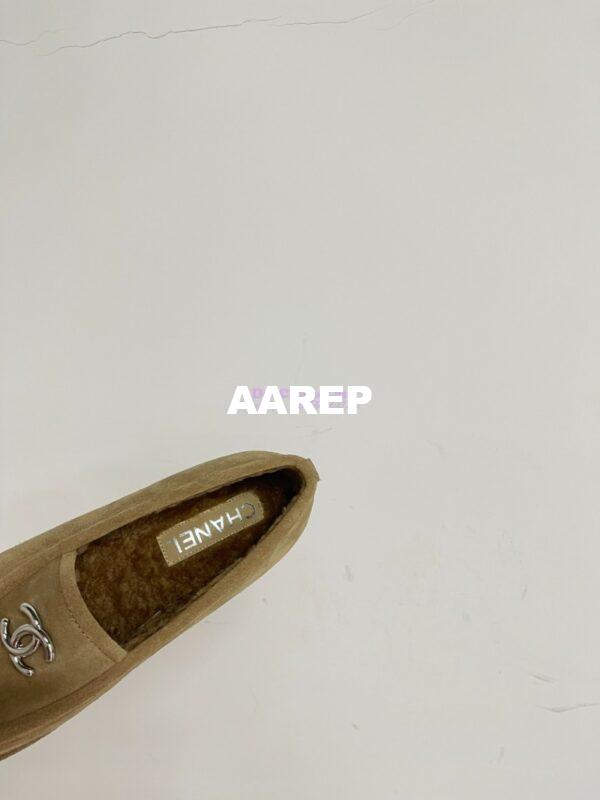 Replica Chanel 24P CC Suede and Wool Moccasins G45886 Beige 7