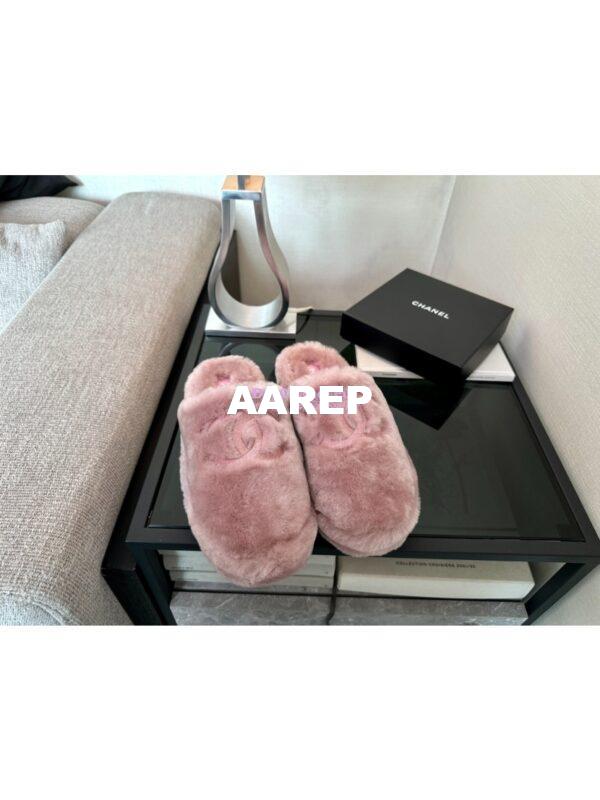Replica Chanel 24B Wool Slippers G45984 Pink 3