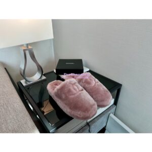 Replica Chanel 24B Wool Slippers G45984 Pink 2