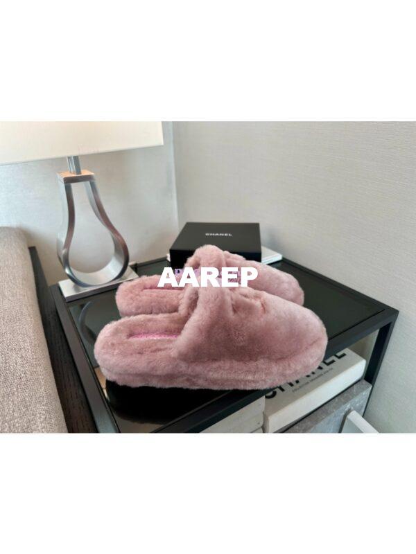 Replica Chanel 24B Wool Slippers G45984 Pink 5