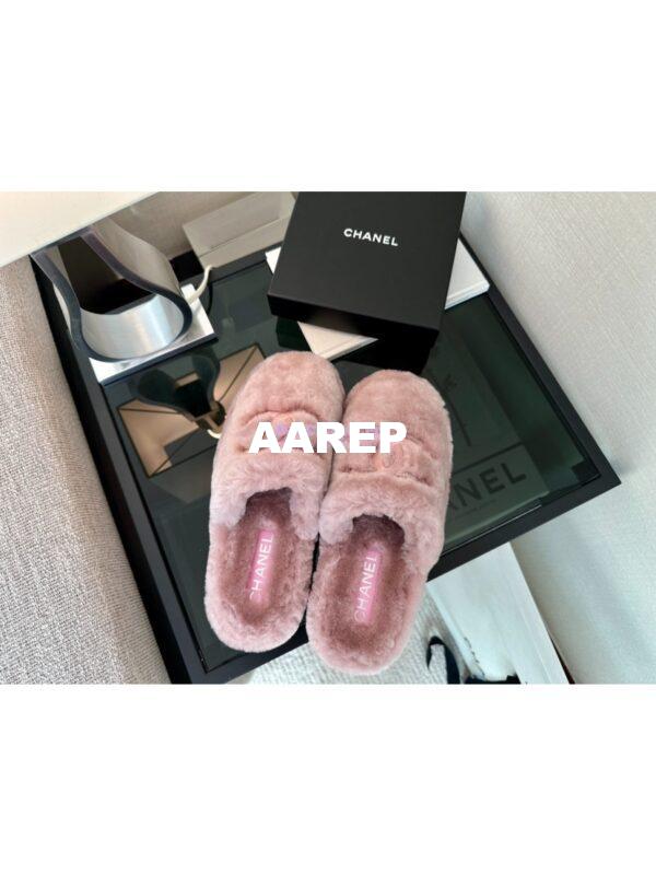 Replica Chanel 24B Wool Slippers G45984 Pink 6