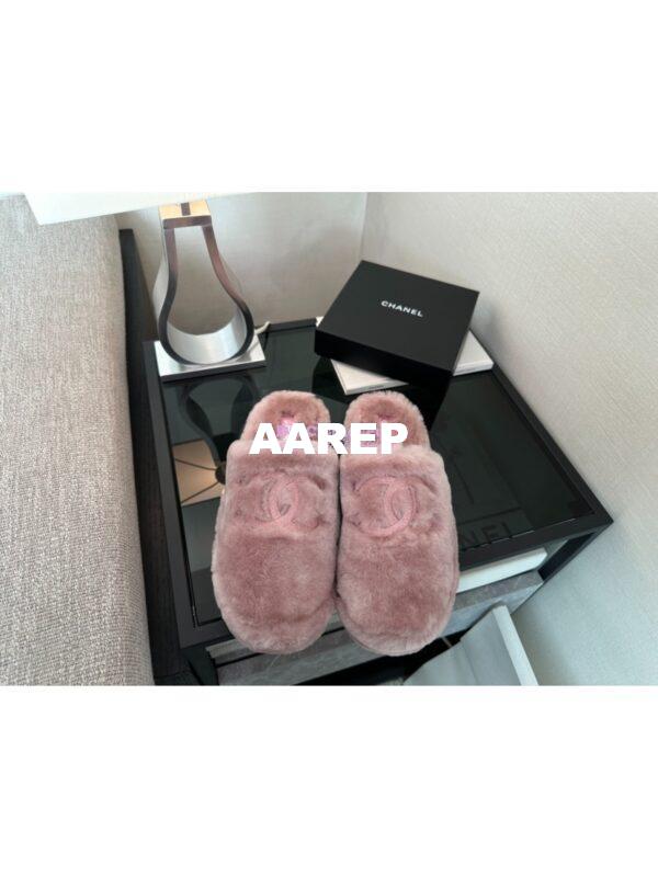 Replica Chanel 24B Wool Slippers G45984 Pink 7