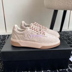 Replica Chanel 2024 Wool & Mixed Fibers Sneakers G46011 BlushPink