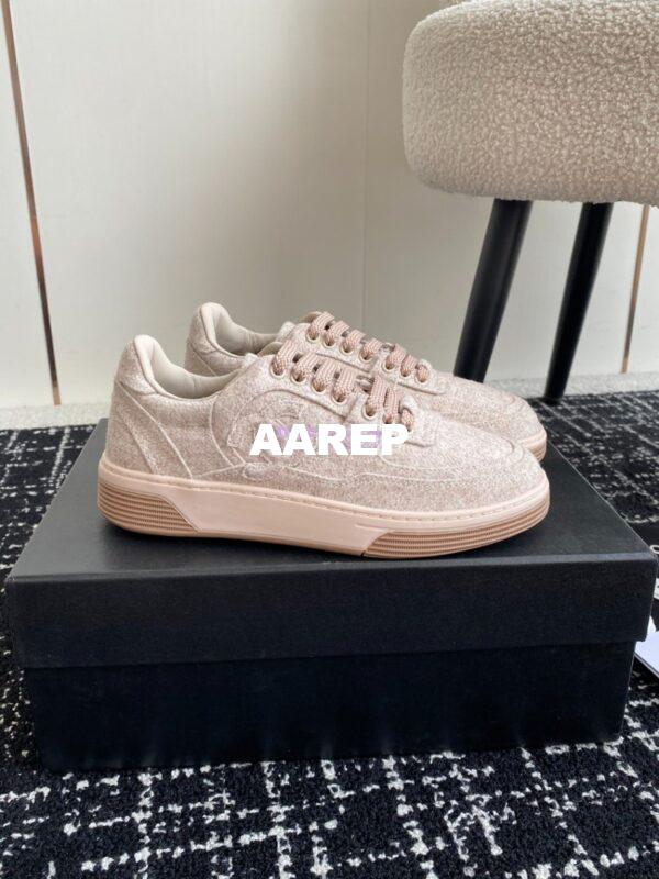 Replica Chanel 2024 Wool & Mixed Fibers Sneakers G46011 BlushPink 3