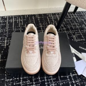 Replica Chanel 2024 Wool & Mixed Fibers Sneakers G46011 BlushPink 2