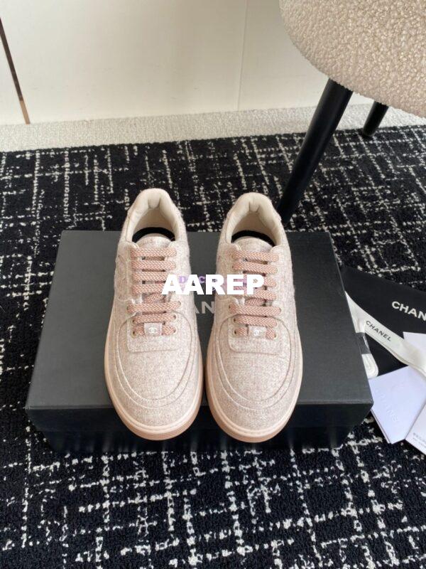 Replica Chanel 2024 Wool & Mixed Fibers Sneakers G46011 BlushPink 4