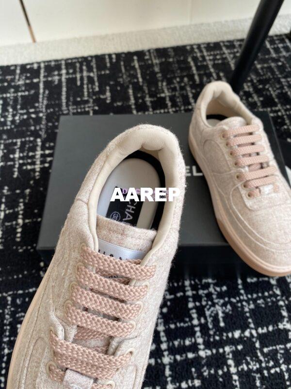 Replica Chanel 2024 Wool & Mixed Fibers Sneakers G46011 BlushPink 5
