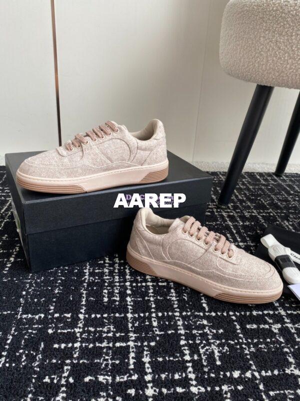 Replica Chanel 2024 Wool & Mixed Fibers Sneakers G46011 BlushPink 8