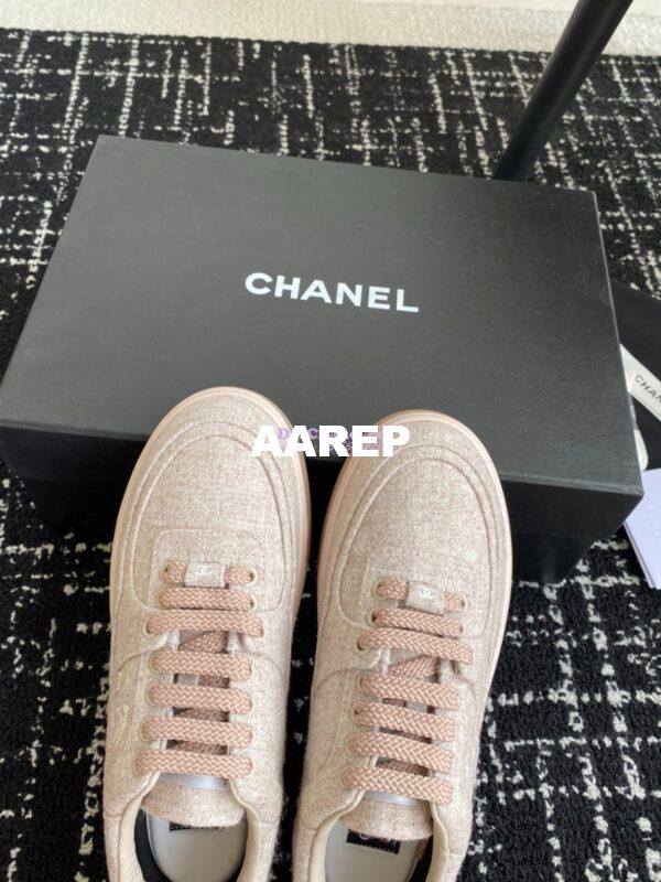Replica Chanel 2024 Wool & Mixed Fibers Sneakers G46011 BlushPink 9