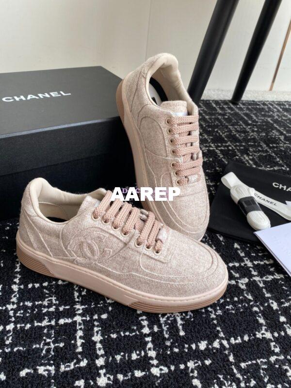 Replica Chanel 2024 Wool & Mixed Fibers Sneakers G46011 BlushPink 10