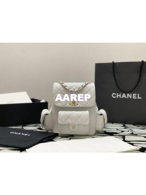 Replica Chanel Backpack Grained Shiny Calfskin AS4398 White 3