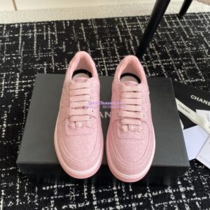 Replica Chanel 2024 Wool & Mixed Fibers Sneakers G46011 Pink
