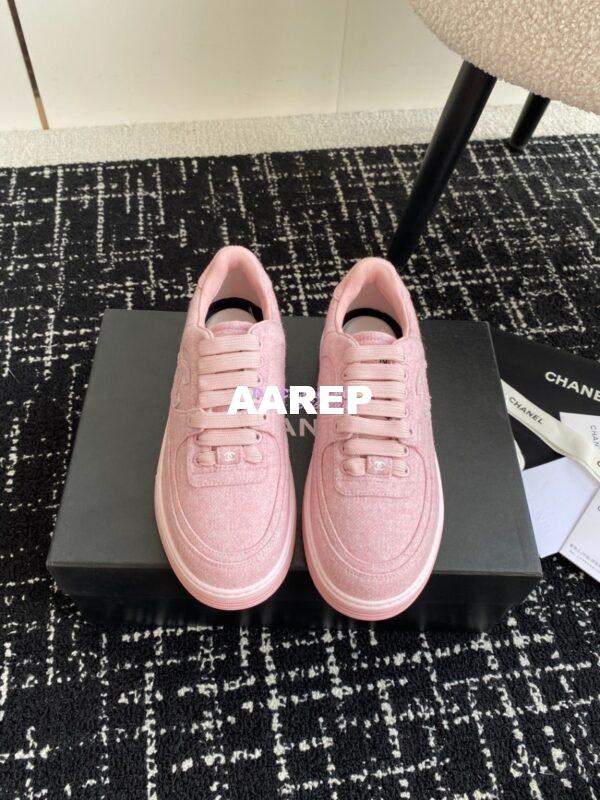 Replica Chanel 2024 Wool & Mixed Fibers Sneakers G46011 Pink 3