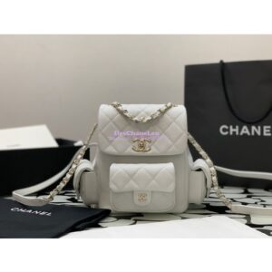 Replica Chanel Backpack Grained Shiny Calfskin AS4398 White 2