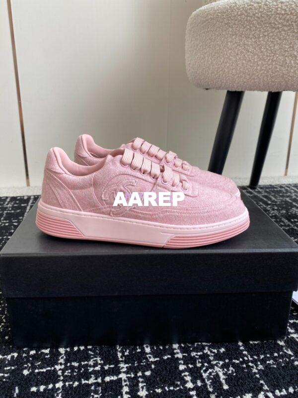 Replica Chanel 2024 Wool & Mixed Fibers Sneakers G46011 Pink 4