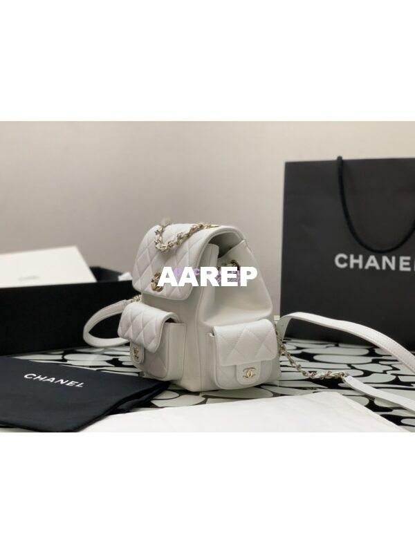 Replica Chanel Backpack Grained Shiny Calfskin AS4398 White 5