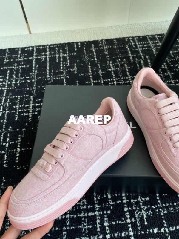 Replica Chanel 2024 Wool & Mixed Fibers Sneakers G46011 Pink 5