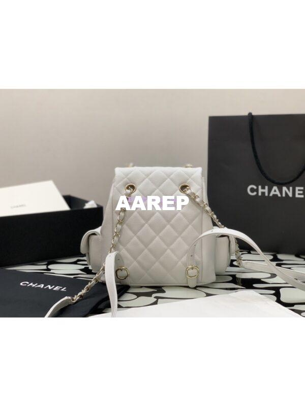 Replica Chanel Backpack Grained Shiny Calfskin AS4398 White 7